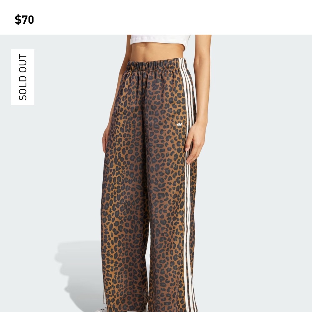 ADIDAS ORIGINALS WIDE LEG SATIN PANTS Leopard print
